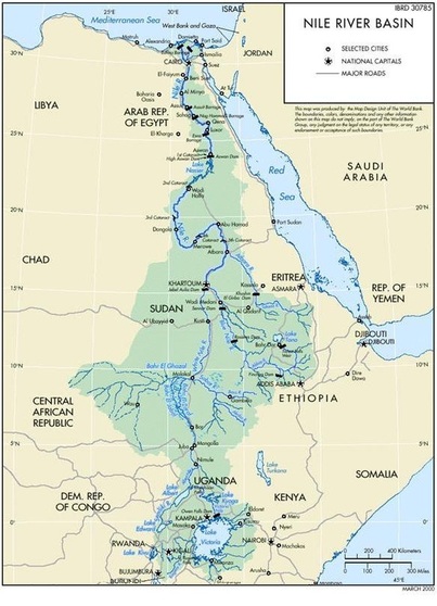خريطة حوض نهر النيل